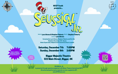 NCCP Youth Biggar presents Seussical Jr., December 7 & 8, 2024 Majestic Theatre, Biggar, SK