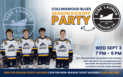 Collingwood Blues Season Kick-off Party, September 3, 2025 Side Launch Brewery, Collingwood, ON
