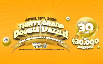 Six Nations Bingo presents Double Dazzle, April 19, 2026 Six Nations Bingo, Ohsweken, ON