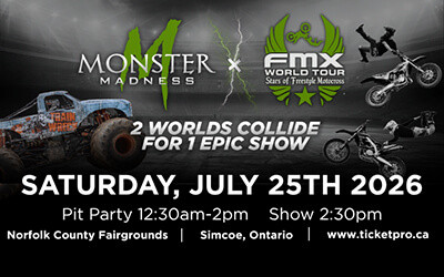 Monster Madness, July 25, 2026 Norfolk County Fairgrounds, Simcoe, ON