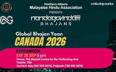 Nandagovindam Bhajans Global Bhajan Yaan Canada 2026, September 26, 2026 Maclab Centre for the Performing Arts, Leduc, AB